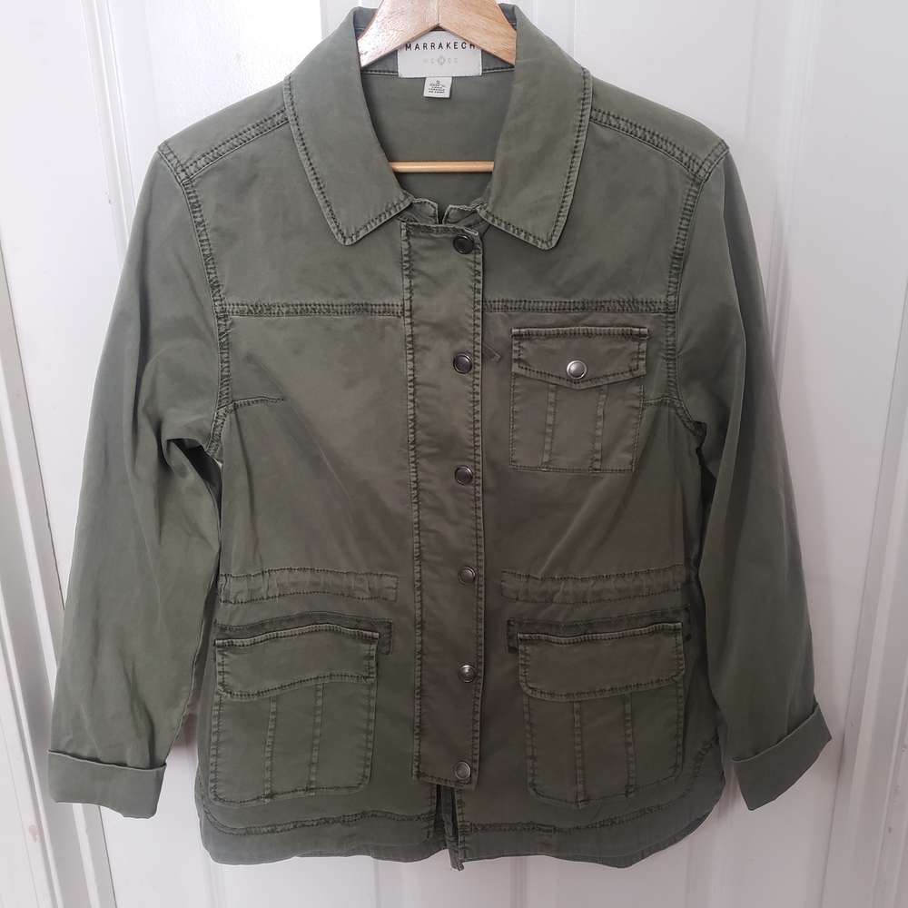 Anthropologie Marrakech Geneva Cargo Anorak Jacket Olive Green Utility Size SM
